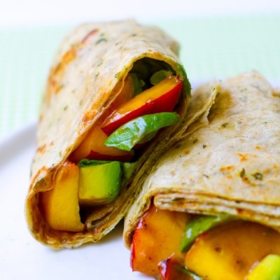 peach basil avocado balsamic wrap