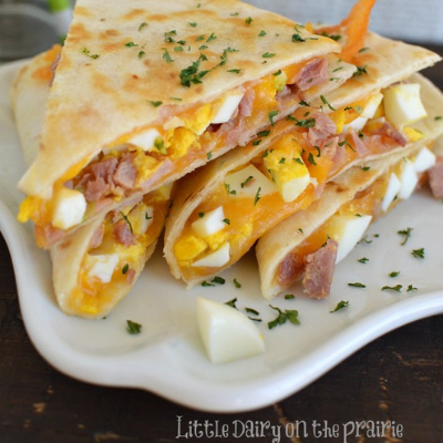 ham and cheese breakfast quesadillas